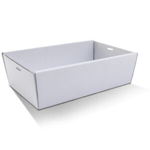 White Corrugated Rectangle Catering Tray Medium 50pc/ctn