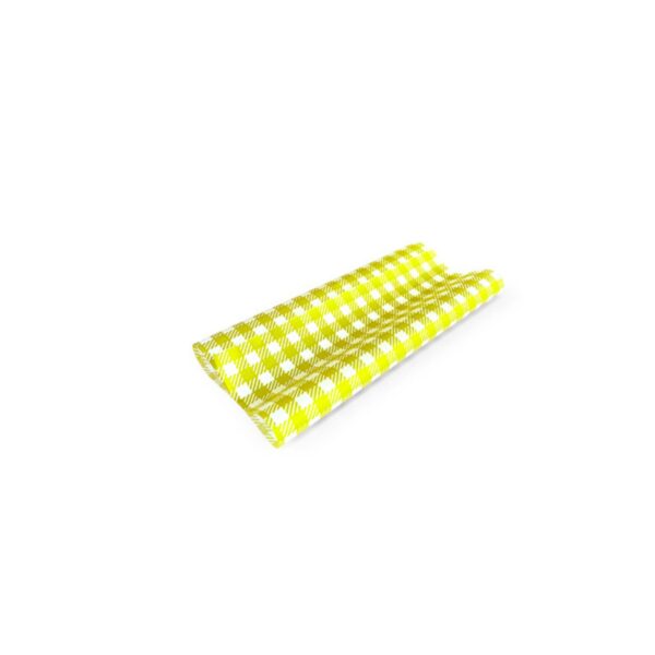 #Greaseproof Paper Gingham Yellow Half 190 x 150mm – 400/ream