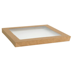 Rectangle Kraft Catering Tray Lid -Medium -PET Window-100/ctn