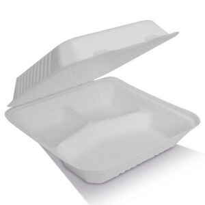 Sugarcan Clamshell 9”/3 Compartments 200pc/ctn