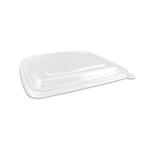 PET Lid Square Takeaway Tray 9″ 3 Compartment 200pc/ctn
