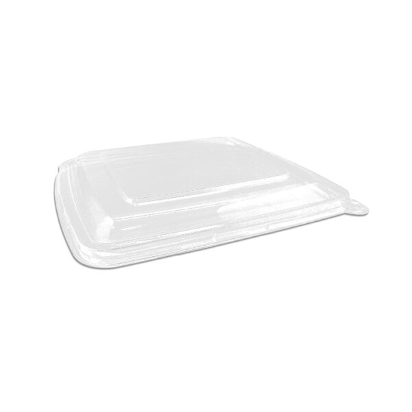 PET Lid Square Takeaway Tray 9″ 3 Compartment 200pc/ctn