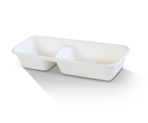2 Compartment Sugarcane Tray 400pc/ctn