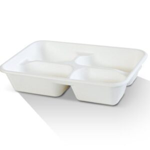 4 Compartment Sugarcane tray 300pc/ctn