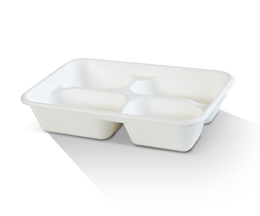 4 Compartment Sugarcane tray 300pc/ctn