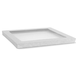 Rectangle White Catering Tray Lid–PET Window Medium-100/CTN